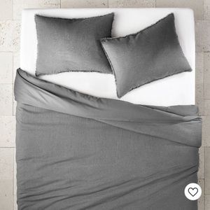 Casaluna Heavyweight Linen Blend Duvet & Pillow Sham Set Dark Gray Target USED